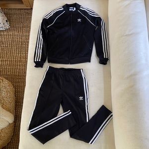 Adidas Black Track Suit, Black, XS